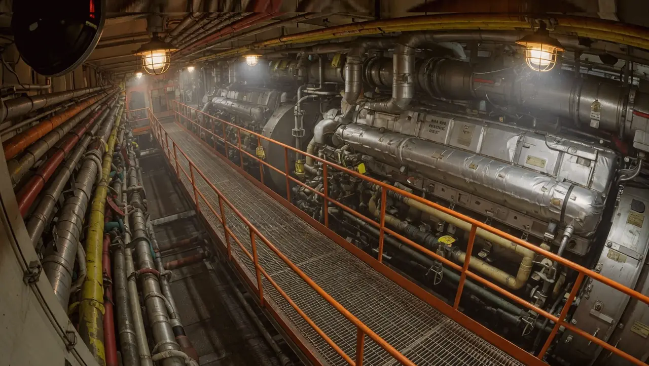 Still from Engine room on MV Aldersea