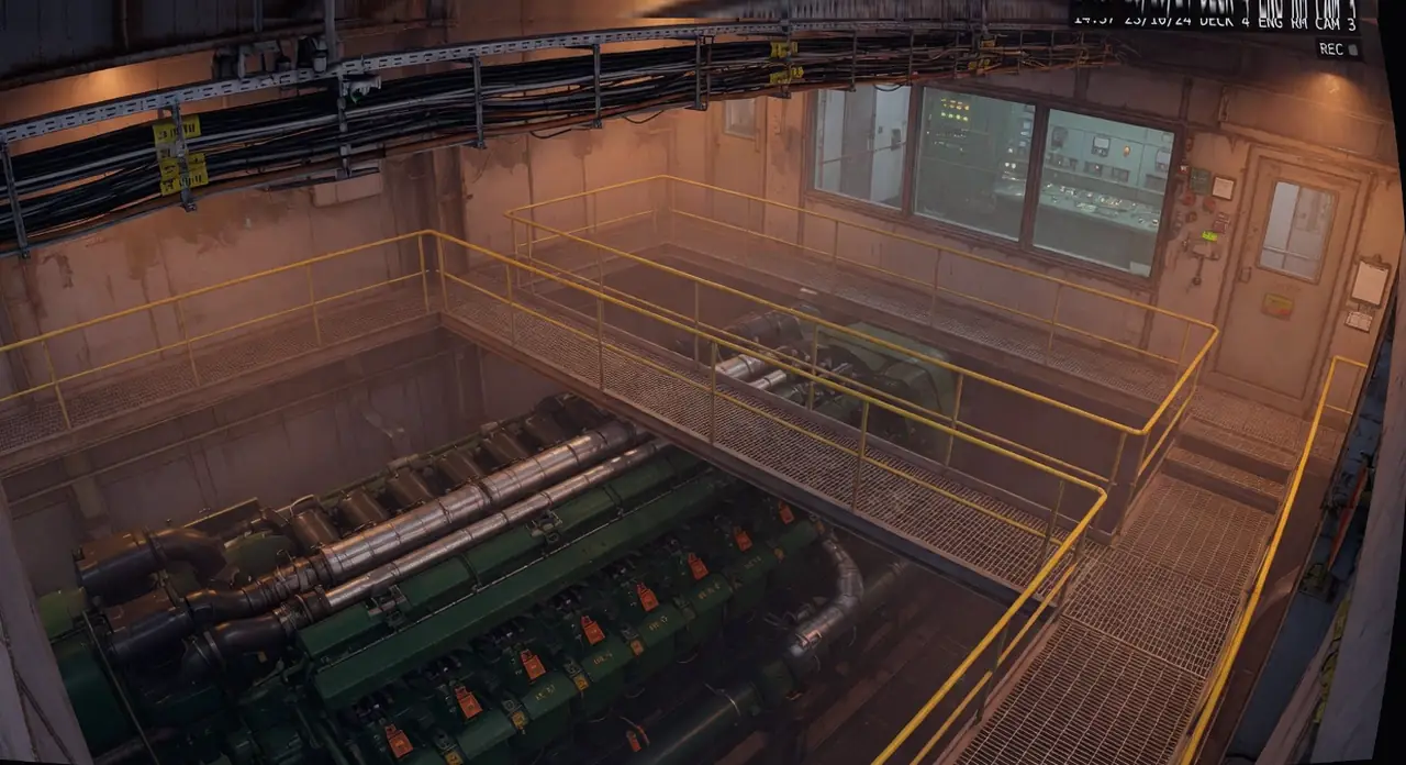 Still from Engine room on MV Indus