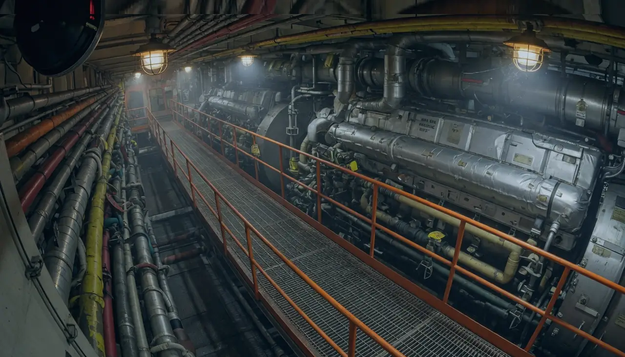 Still from Engine room on MV Northwind