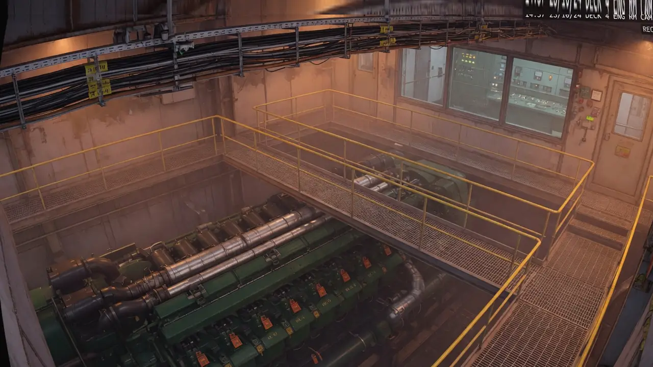 Still from Engine room on MV Southern Cross